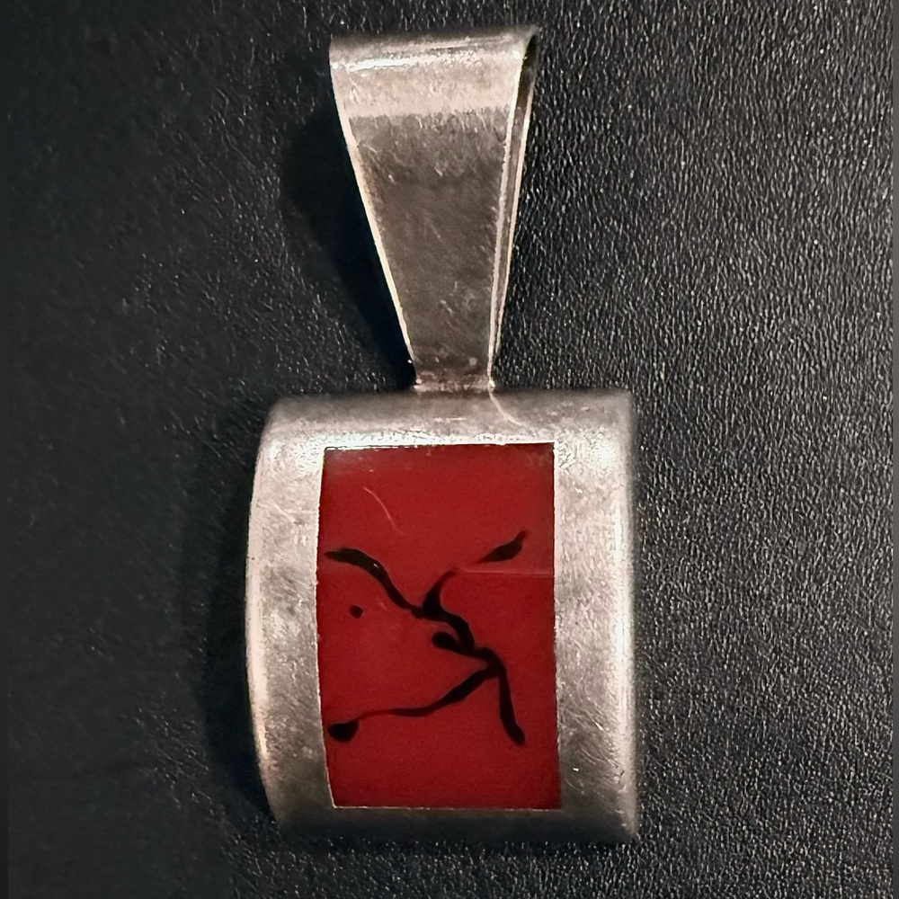 Vintage Silpada Southwestern Navajo Style Sterling Silver Red Jasper Pendant